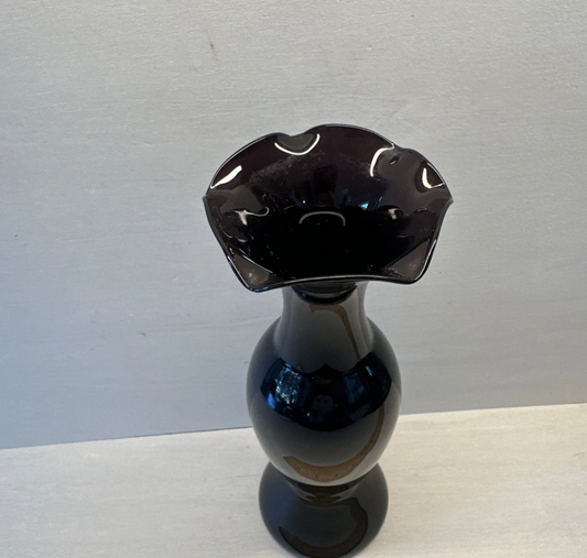 8 Inch Dark Purple Glass Vase — Vintage Style Home Decor | Great Condition